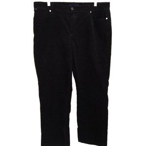 TALBOTS 16 Heritage Black Cotton/Lycra Straight Leg Baby Wale Corduroy Pants